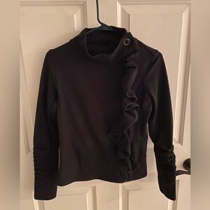 90 Degree By Reflex Black Ruffled Turtleneck Sweater